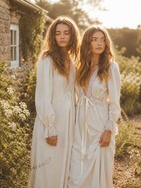 Moonastar Raw Silk Wrap Dress Cream Boho Topanga Canyon Size S